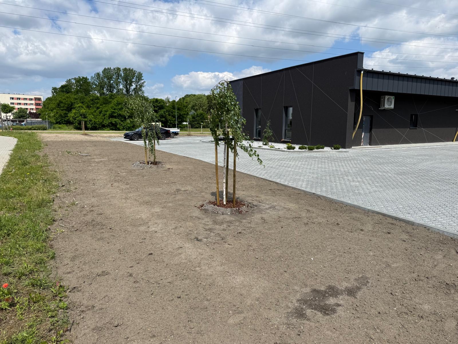 Parking przy hali, kostka ażurowa